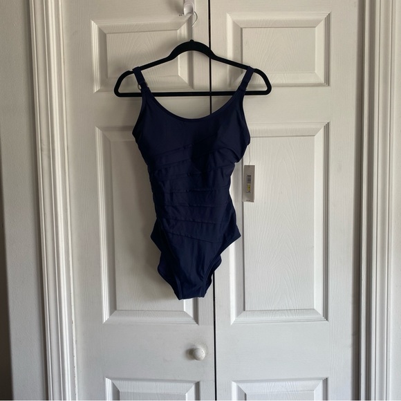 DKNY ONE-piece navy blue swimsuit‎ medium - Picture 1 of 4